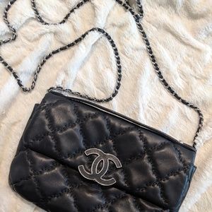 Authentic genuine Chanel black quilted crossbody